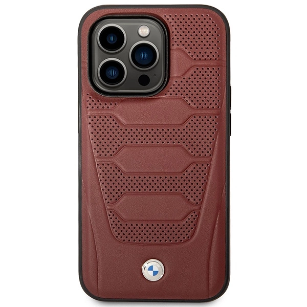 BMW BMHMP14L22RPSR dėklas iPhone 14 Pro 6.1" – burgundiškas/burgundiškas, Leather Seats Pattern MagSafe - Image 3