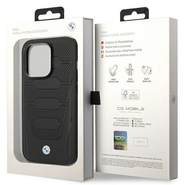 BMW BMHMP14X22RPSK dėklas iPhone 14 Pro Max 6.7" – juodas/juodas, Leather Seats Pattern MagSafe - Image 8