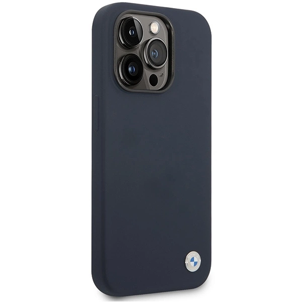 BMW BMHMP14XSILNA dėklas iPhone 14 Pro Max 6.7" – tamsiai mėlynas/tamsiai mėlynas, silikoninis Metal Logo MagSafe - Image 4