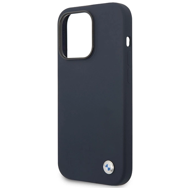 BMW BMHMP14XSILNA dėklas iPhone 14 Pro Max 6.7" – tamsiai mėlynas/tamsiai mėlynas, silikoninis Metal Logo MagSafe - Image 6