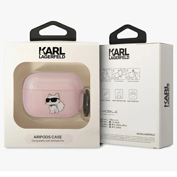 Karl Lagerfeld KLAPHNCHTCP dėklas AirPods Pro – rožinis/rožinis, Ikonik Choupette - Image 3