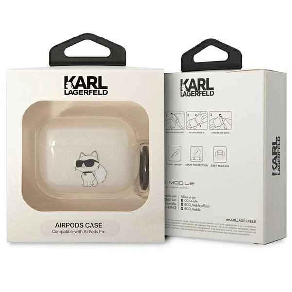 Karl Lagerfeld KLAPHNCHTCT dėklas AirPods Pro – permatomas, Ikonik Choupette - Image 3