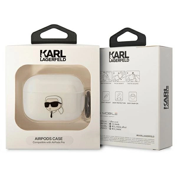 Karl Lagerfeld KLAPHNIKTCT dėklas AirPods Pro – permatomas, Karl’s Head - Image 3