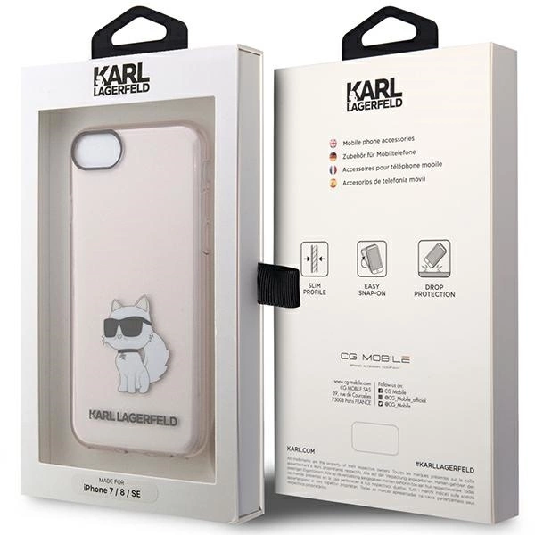 Karl Lagerfeld KLHCI8HNCHTCP dėklas iPhone 7/8/SE 2020 / SE 2022 – rožinis/rožinis, kietas, Ikonik Choupette - Image 8