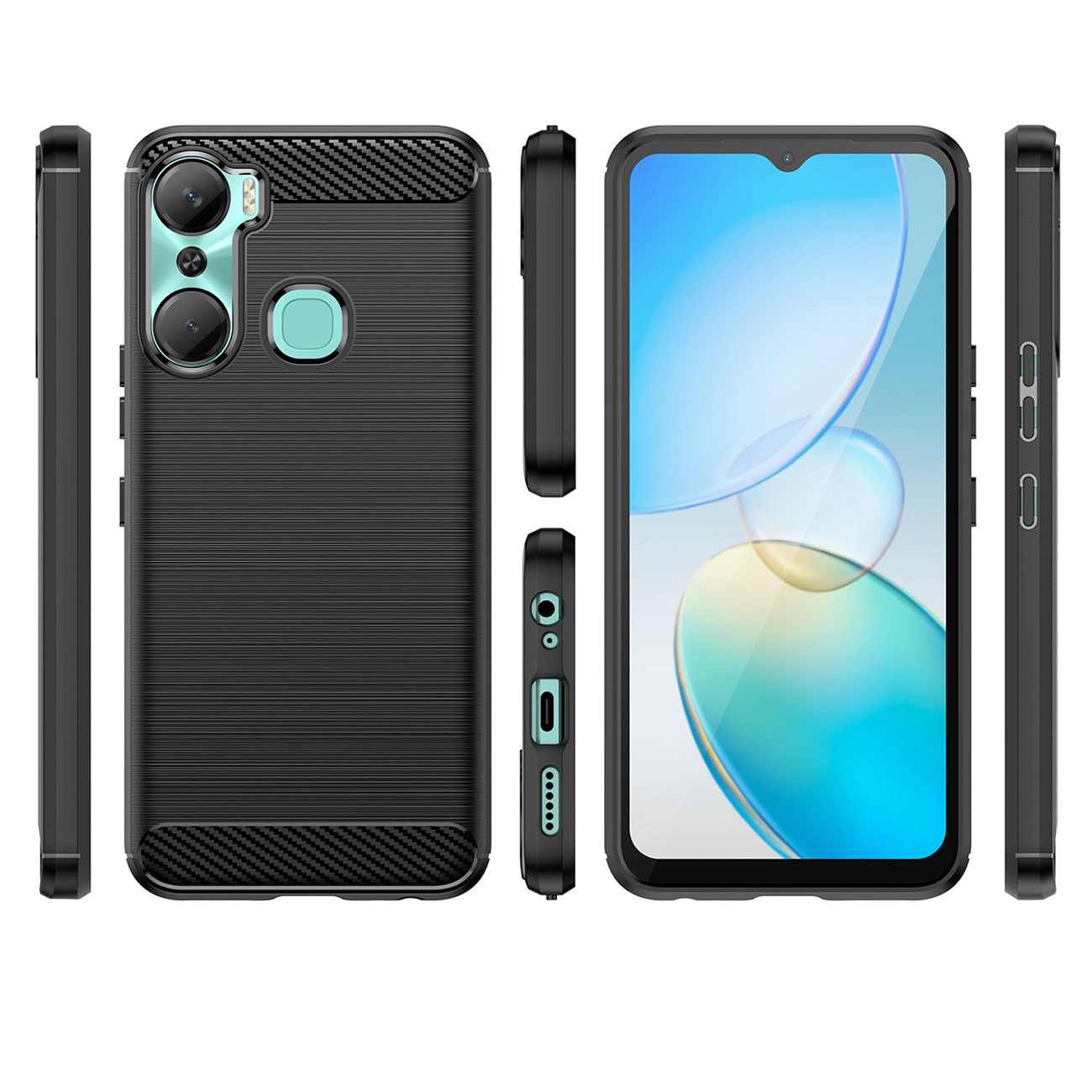 Carbon dėklas Infinix Hot 12 Pro – lanksčios silikoninės anglies dangtis, juodas - Image 2