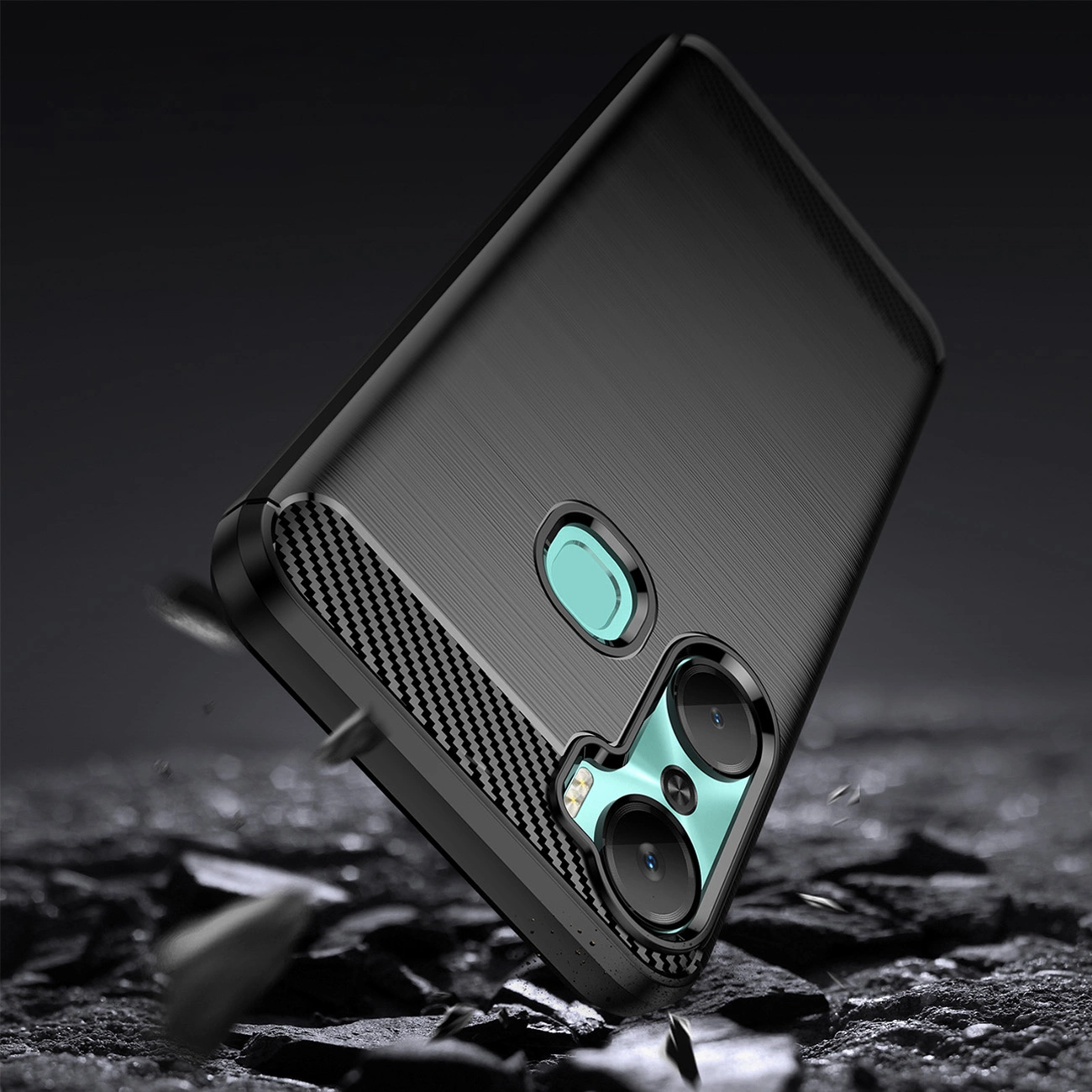 Carbon dėklas Infinix Hot 12 Pro – lanksčios silikoninės anglies dangtis, juodas - Image 3