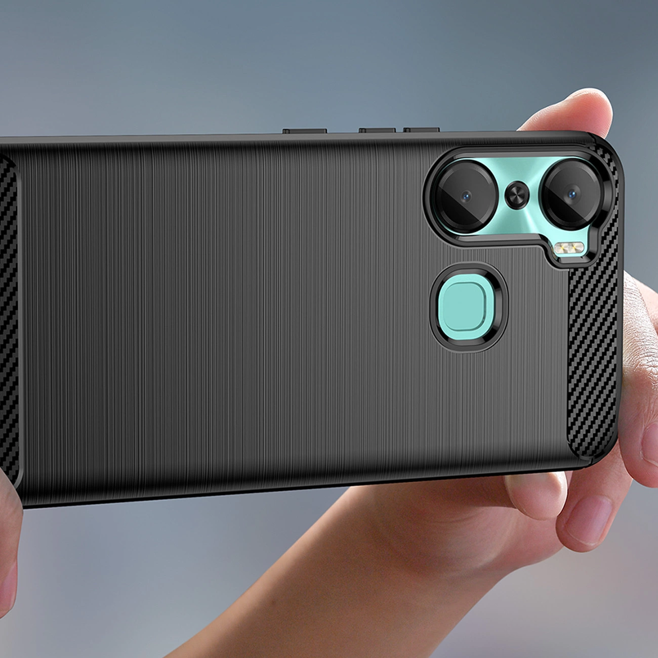 Carbon dėklas Infinix Hot 12 Pro – lanksčios silikoninės anglies dangtis, juodas - Image 5