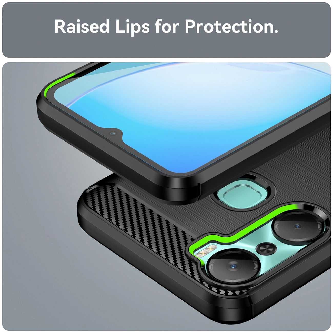 Carbon dėklas Infinix Hot 12 Pro – lanksčios silikoninės anglies dangtis, juodas - Image 6