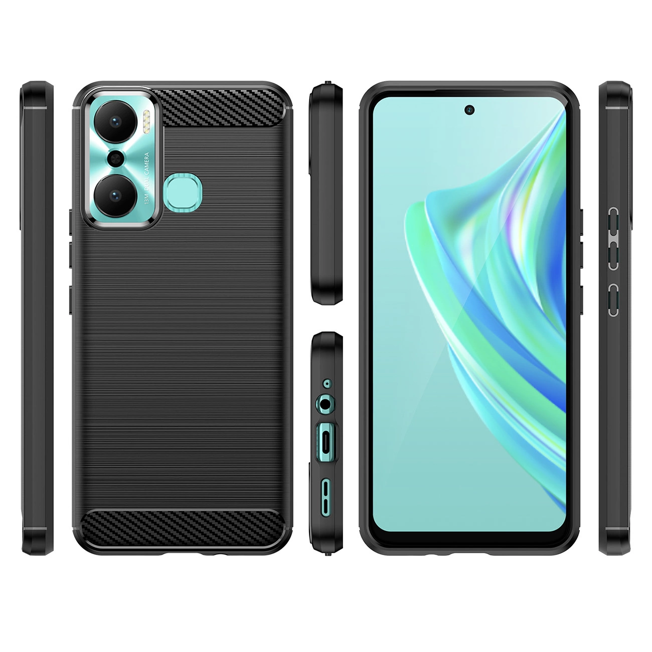 Carbon dėklas Infinix Hot 20 Play – lanksčios silikoninės anglies dangtis, juodas - Image 2