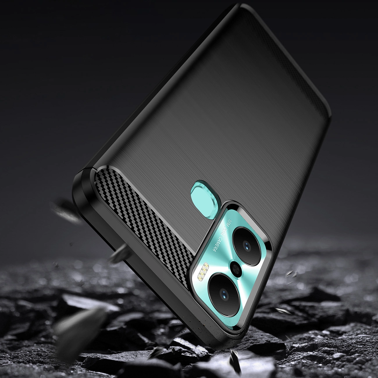 Carbon dėklas Infinix Hot 20 Play – lanksčios silikoninės anglies dangtis, juodas - Image 3