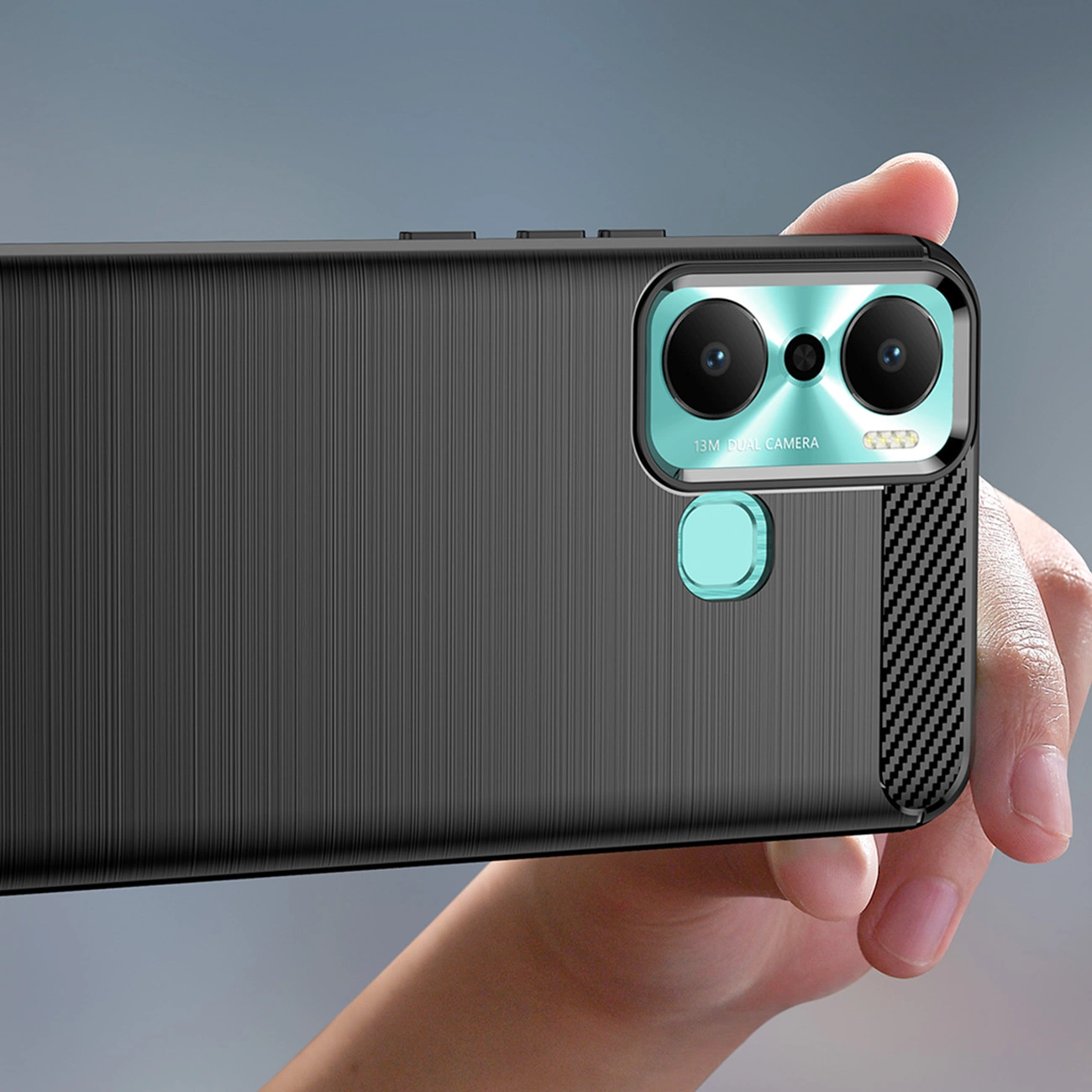 Carbon dėklas Infinix Hot 20 Play – lanksčios silikoninės anglies dangtis, juodas - Image 5