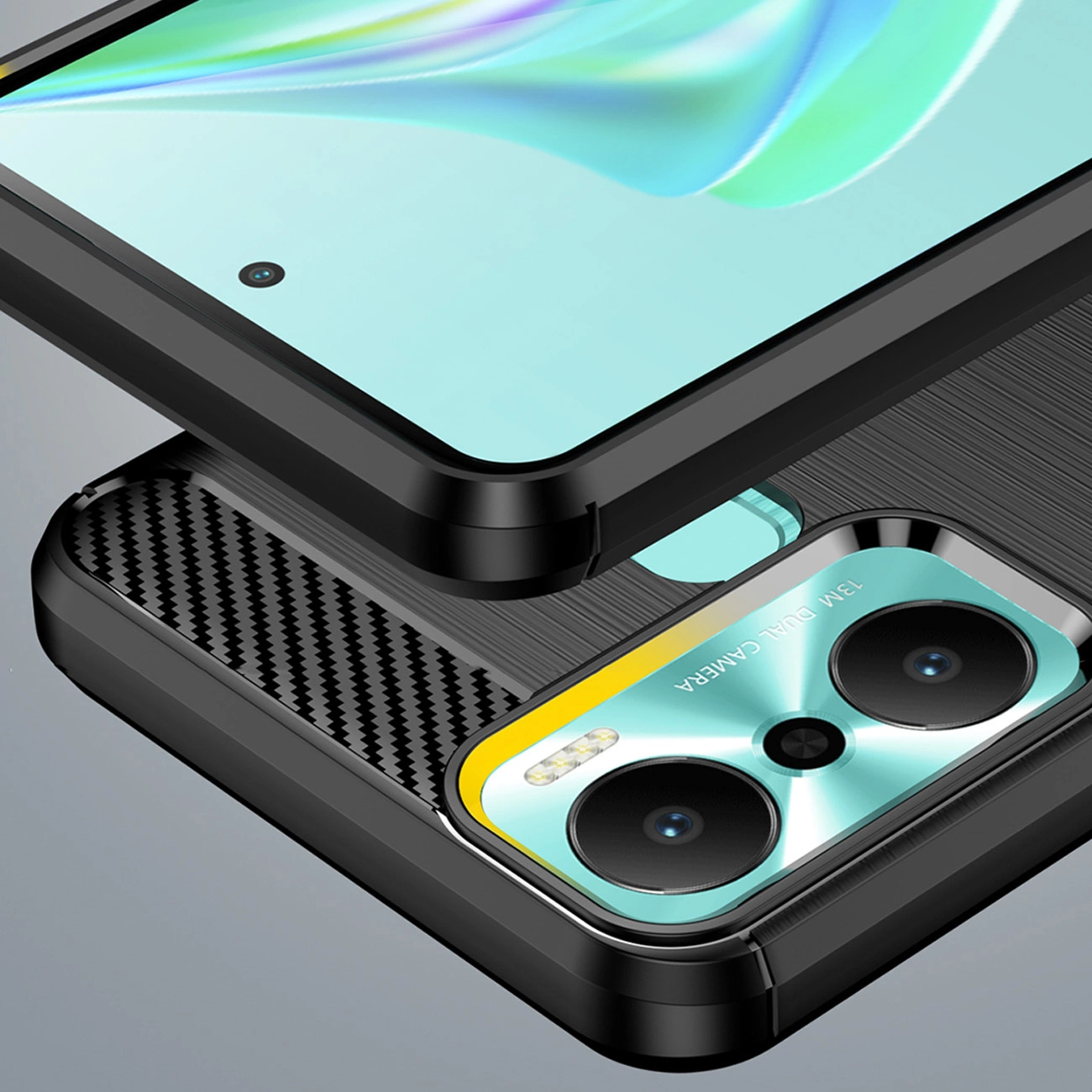 Carbon dėklas Infinix Hot 20 Play – lanksčios silikoninės anglies dangtis, juodas - Image 6