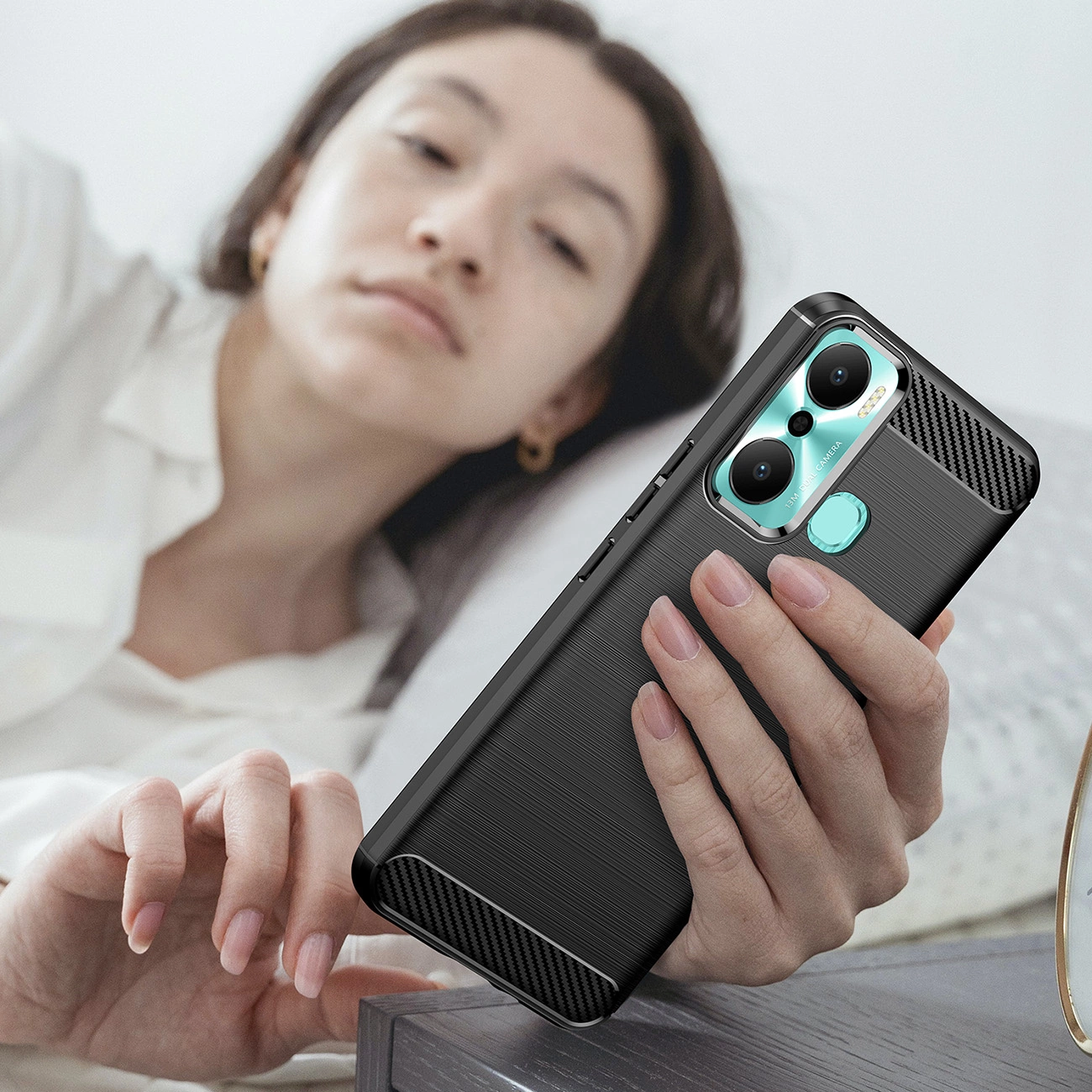 Carbon dėklas Infinix Hot 20 Play – lanksčios silikoninės anglies dangtis, juodas - Image 7