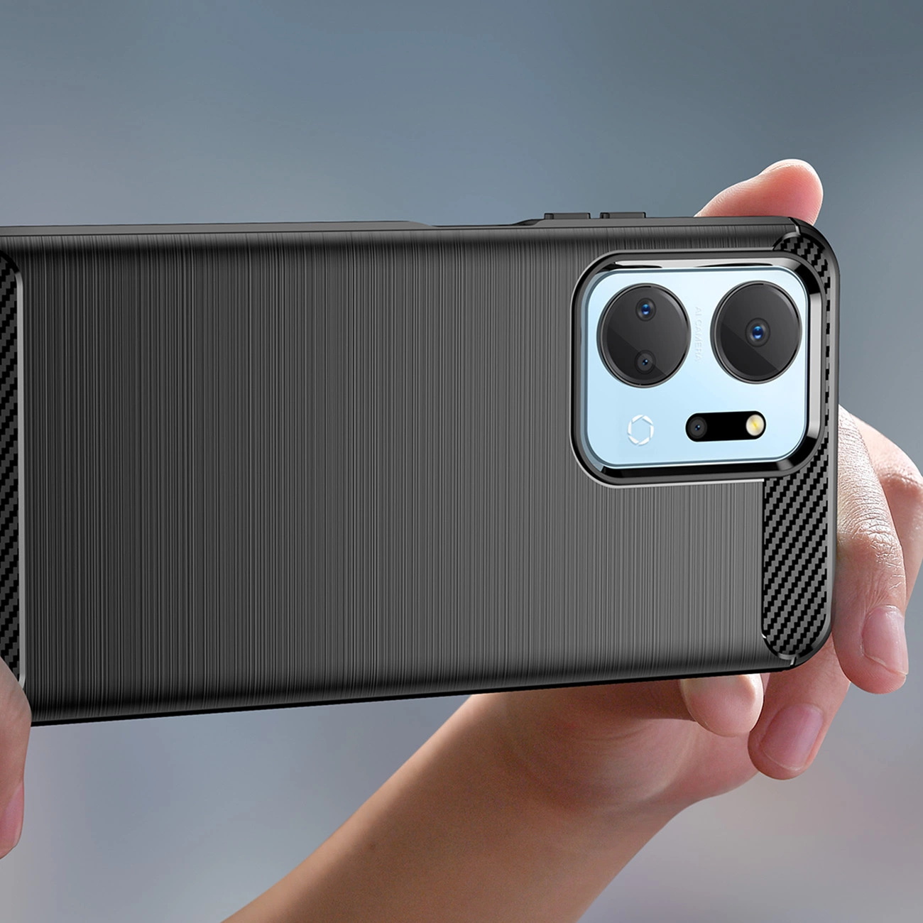 Carbon dėklas Honor Play 40 Plus / Honor X7a – lanksčios silikoninės anglies dangtis, juodas - Image 5