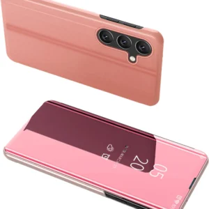 Clear View Case cover for Samsung Galaxy A24 4G cover with a flap pink