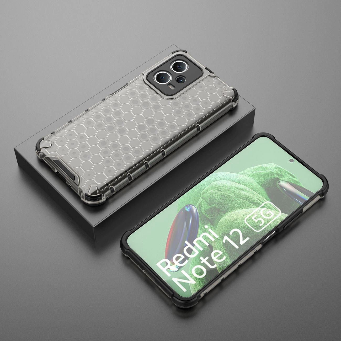 Honeycomb dėklas Xiaomi Redmi Note 12 5G / Poco X5 5G – armuotas hibridinis, juodas - Image 18