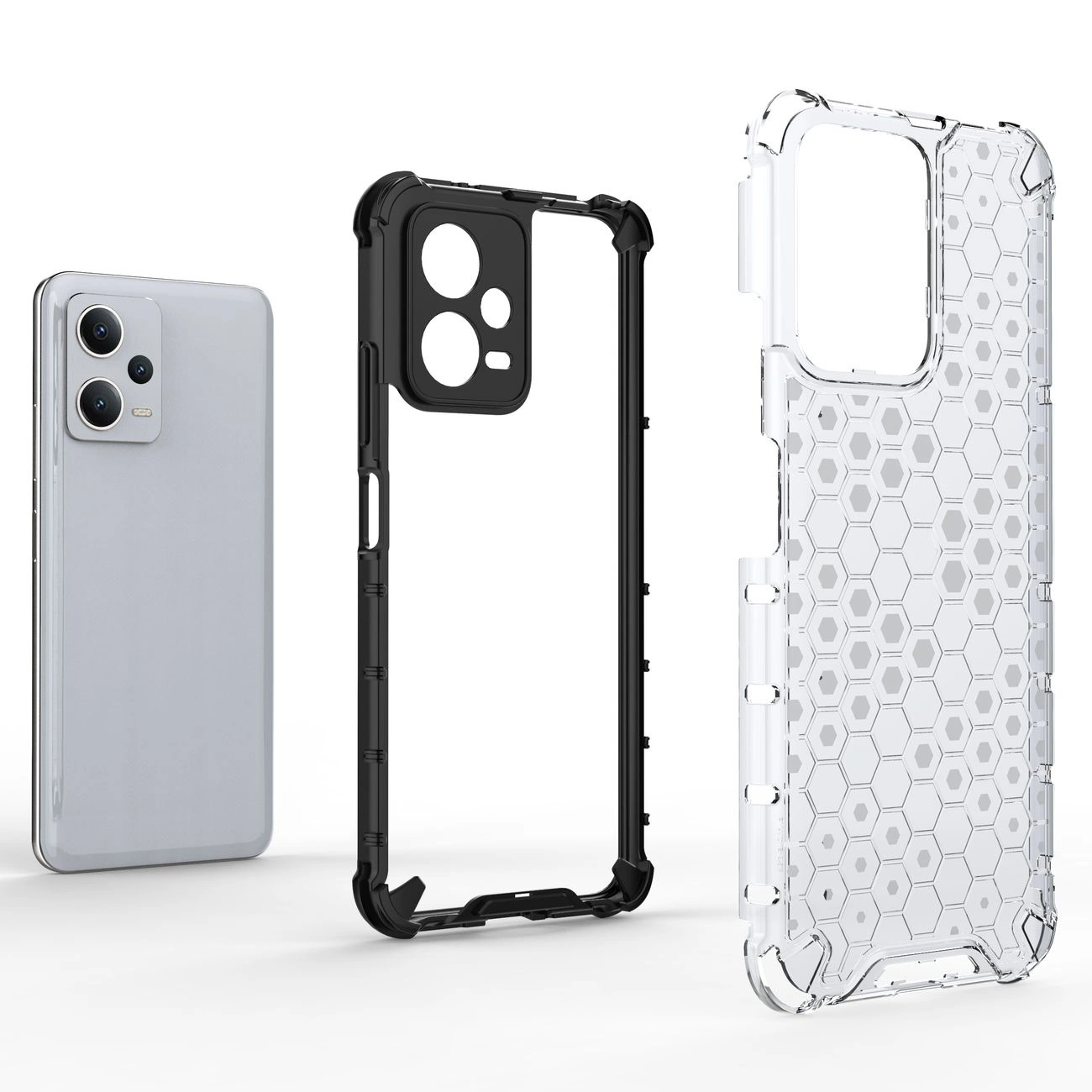 Honeycomb dėklas Xiaomi Redmi Note 12 5G / Poco X5 5G – armuotas hibridinis, juodas - Image 3
