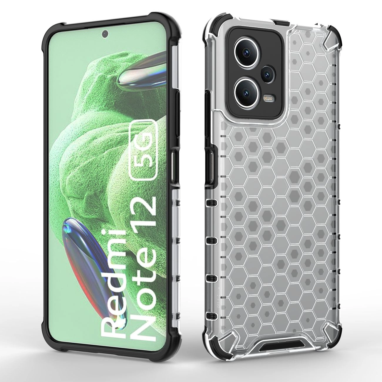 Honeycomb dėklas Xiaomi Redmi Note 12 5G / Poco X5 5G – armuotas hibridinis, juodas - Image 4