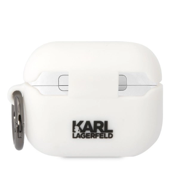 Karl Lagerfeld KLAPRUNIKH AirPods Pro dėklas – baltas silikoninis Karl Head 3D - Image 2