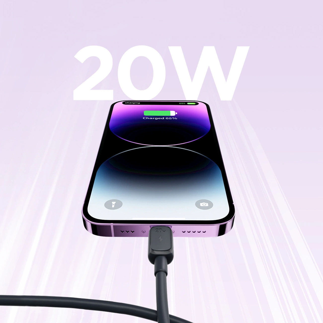 Joyroom Multi-Color serija A14 USB-C / Lightning 20W kabelis 1,2 m – juodas - Image 3
