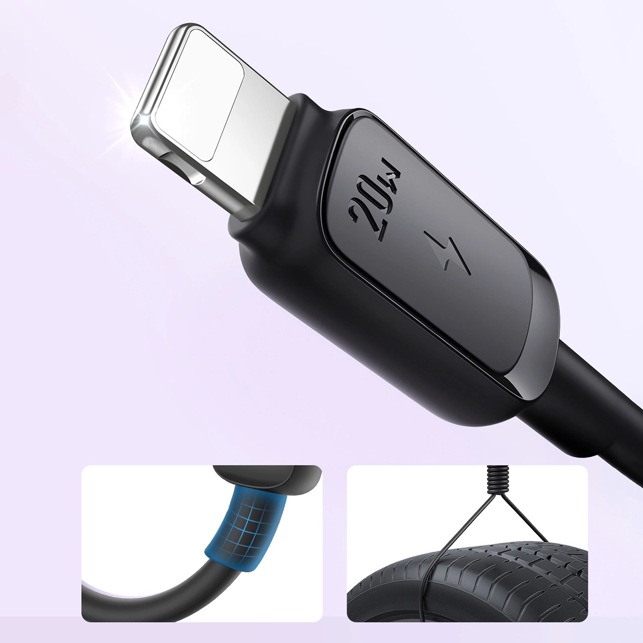 Joyroom Multi-Color serija A14 USB-C / Lightning 20W kabelis 1,2 m – juodas - Image 5