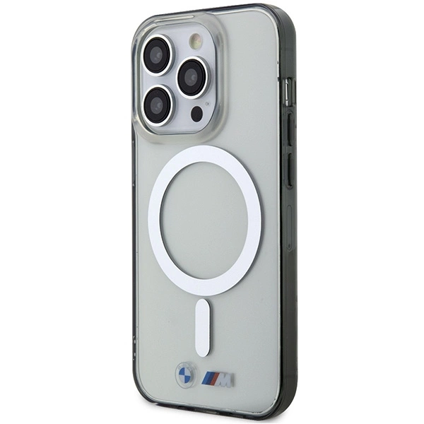 Dėklas BMW BMHMP14LHCRS iPhone 14 Pro 6,1" – skaidrus kietas dėklas, sidabrinis žiedas MagSafe - Image 2