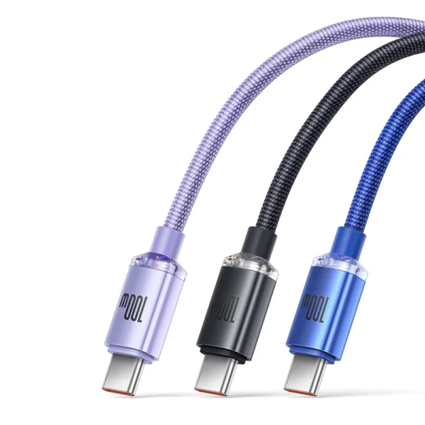 Baseus Crystal Shine serijos USB kabelis greitam įkrovimui ir duomenų perdavimui USB Type A – USB Type C 100W 1,2 m – mėlynas (CAJY000403) - Image 16
