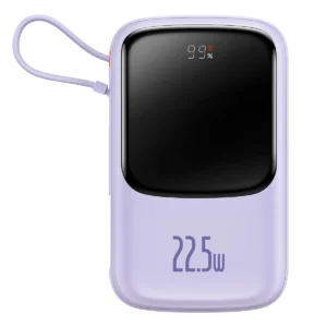 [RETURNED ITEM] Baseus Qpow powerbank 10000mAh built-in USB Type-C cable 22.5W Quick Charge SCP AFC FCP purple (PPQD020105)