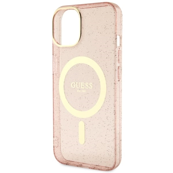 Guess GUHMP14MHCMCGP iPhone 14 Plus 6,7" – rožinis/rožinis kietas dėklas, Glitter Gold MagSafe - Image 6