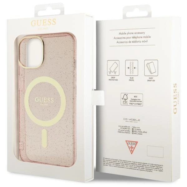 Guess GUHMP14MHCMCGP iPhone 14 Plus 6,7" – rožinis/rožinis kietas dėklas, Glitter Gold MagSafe - Image 8