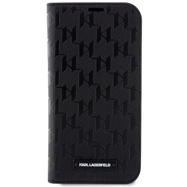 Karl Lagerfeld KLBKP14LSAKLHPK iPhone 14 Pro 6,1" – knygutės tipo dėklas juodas/juodas, Saffiano Monogram - Image 3