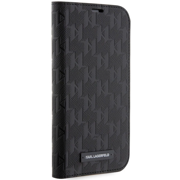 Karl Lagerfeld KLBKP14LSAKLHPK iPhone 14 Pro 6,1" – knygutės tipo dėklas juodas/juodas, Saffiano Monogram - Image 5