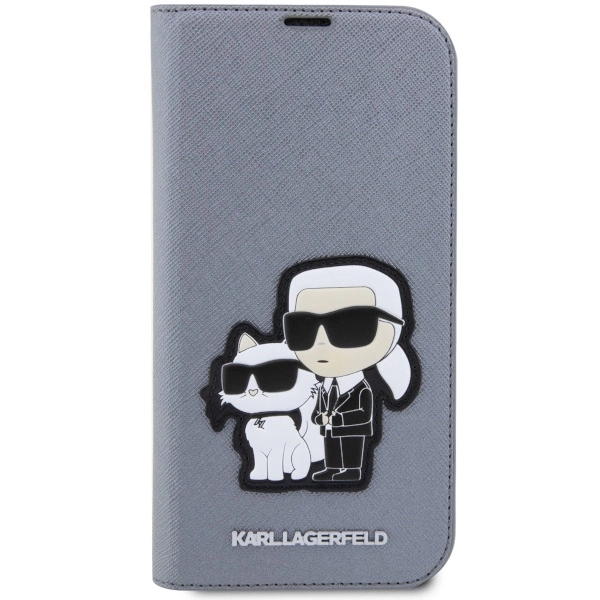 Karl Lagerfeld KLBKP14XSANKCPG iPhone 14 Pro Max 6,7" – knygutės tipo dėklas sidabrinis/sidabrinis, Saffiano Karl & Choupette - Image 3