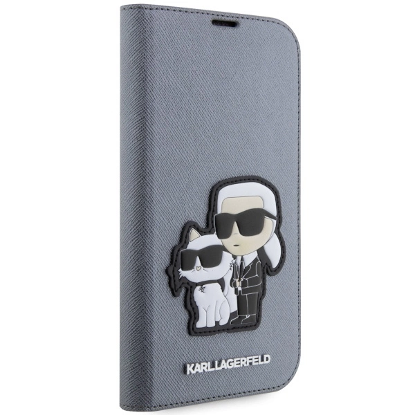 Karl Lagerfeld KLBKP14XSANKCPG iPhone 14 Pro Max 6,7" – knygutės tipo dėklas sidabrinis/sidabrinis, Saffiano Karl & Choupette - Image 5