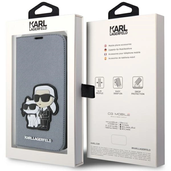 Karl Lagerfeld KLBKP14XSANKCPG iPhone 14 Pro Max 6,7" – knygutės tipo dėklas sidabrinis/sidabrinis, Saffiano Karl & Choupette - Image 7