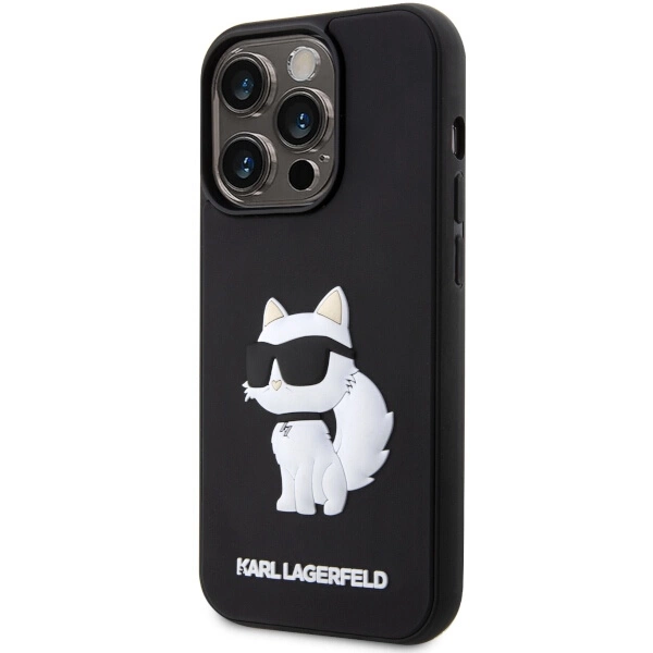 Karl Lagerfeld KLHCP14L3DRKHNK iPhone 14 Pro 6,1" – juodas/juodas kietas dėklas, Rubber Choupette 3D - Image 2