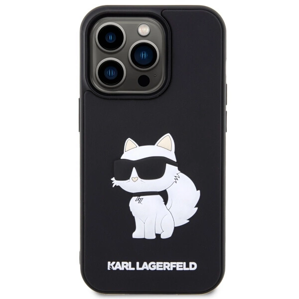 Karl Lagerfeld KLHCP14L3DRKHNK iPhone 14 Pro 6,1" – juodas/juodas kietas dėklas, Rubber Choupette 3D - Image 3