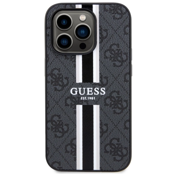 Guess GUHMP14LP4RPSK iPhone 14 Pro 6,1" – juodas/juodas kietas dėklas 4G Printed Stripes MagSafe - Image 3
