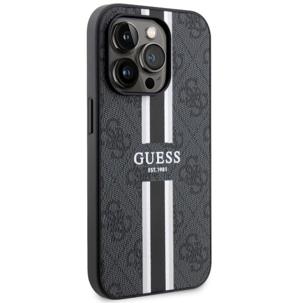 Guess GUHMP14LP4RPSK iPhone 14 Pro 6,1" – juodas/juodas kietas dėklas 4G Printed Stripes MagSafe - Image 4