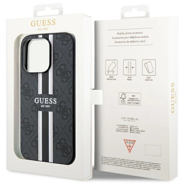 Guess GUHMP14LP4RPSK iPhone 14 Pro 6,1" – juodas/juodas kietas dėklas 4G Printed Stripes MagSafe - Image 8