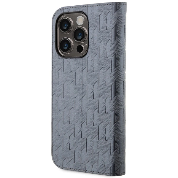 Karl Lagerfeld KLBKP14LSAKLHPG iPhone 14 Pro 6,1" – knygutės tipo dėklas sidabrinis/sidabrinis, Saffiano Monogram - Image 2