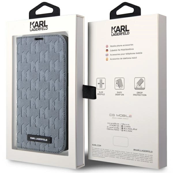 Karl Lagerfeld KLBKP14LSAKLHPG iPhone 14 Pro 6,1" – knygutės tipo dėklas sidabrinis/sidabrinis, Saffiano Monogram - Image 7