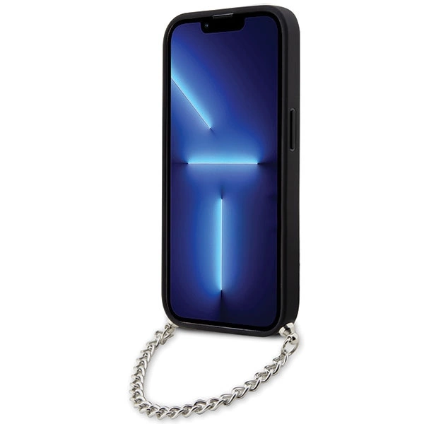 Karl Lagerfeld KLHCP14LSACKLHPK iPhone 14 Pro 6,1" – juodas/juodas kietas dėklas Saffiano Monogram Chain - Image 4