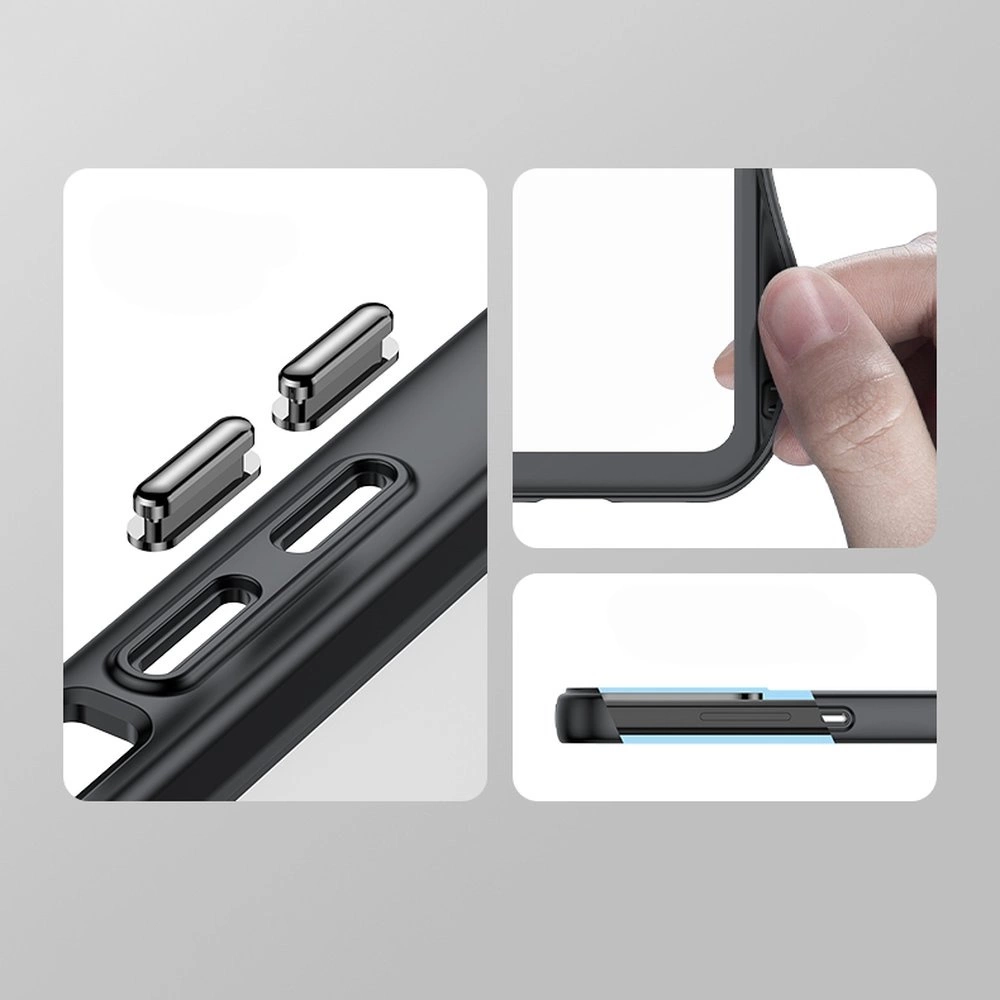 iPhone 15 Pro Outer Space sustiprintas dėklas su lanksčiu rėmeliu – juodas - Image 7