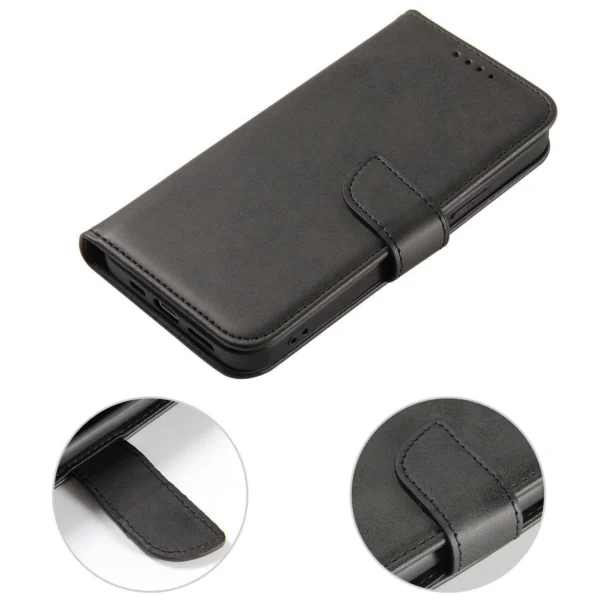 Magnet Case dėklas Honor Magic5 su atlenkiamu piniginės stoveliu – juodas - Image 2