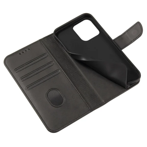 Magnet Case dėklas Honor Magic5 su atlenkiamu piniginės stoveliu – juodas - Image 6