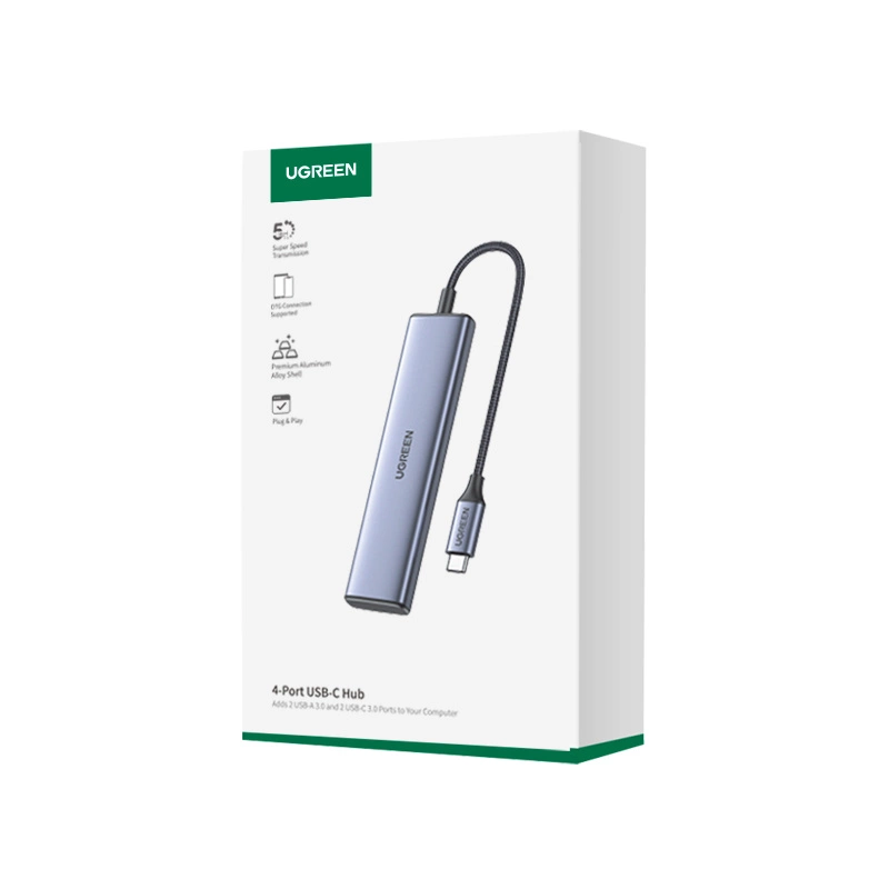 HUB USB-C – 2 x USB-A / 2 x USB-C 20 cm Ugreen CM473 – pilkas - Image 5