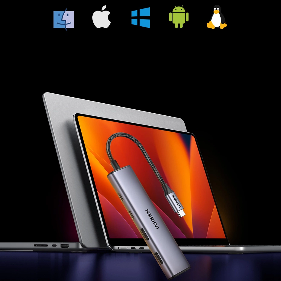 HUB USB-C – 2 x USB-A / 2 x USB-C 20 cm Ugreen CM473 – pilkas - Image 2
