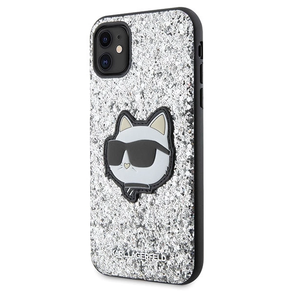 Karl Lagerfeld KLHCN61G2CPS iPhone 11 / Xr 6.1" – sidabrinis/sidabrinis, kietas dėklas, Glitter Choupette Patch - Image 2