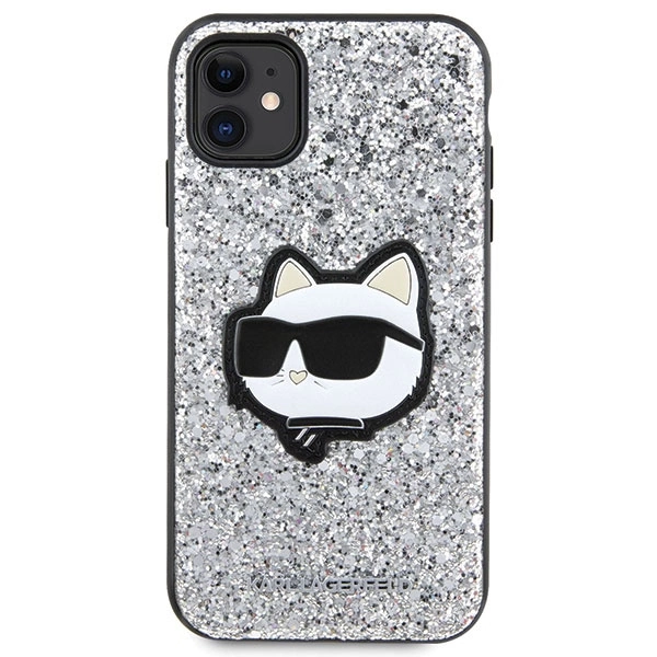Karl Lagerfeld KLHCN61G2CPS iPhone 11 / Xr 6.1" – sidabrinis/sidabrinis, kietas dėklas, Glitter Choupette Patch - Image 3